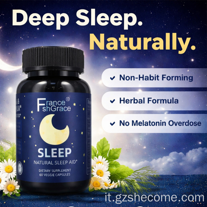 Capsule per dormire naturali a base di melatonina a base di erbe Shecome
